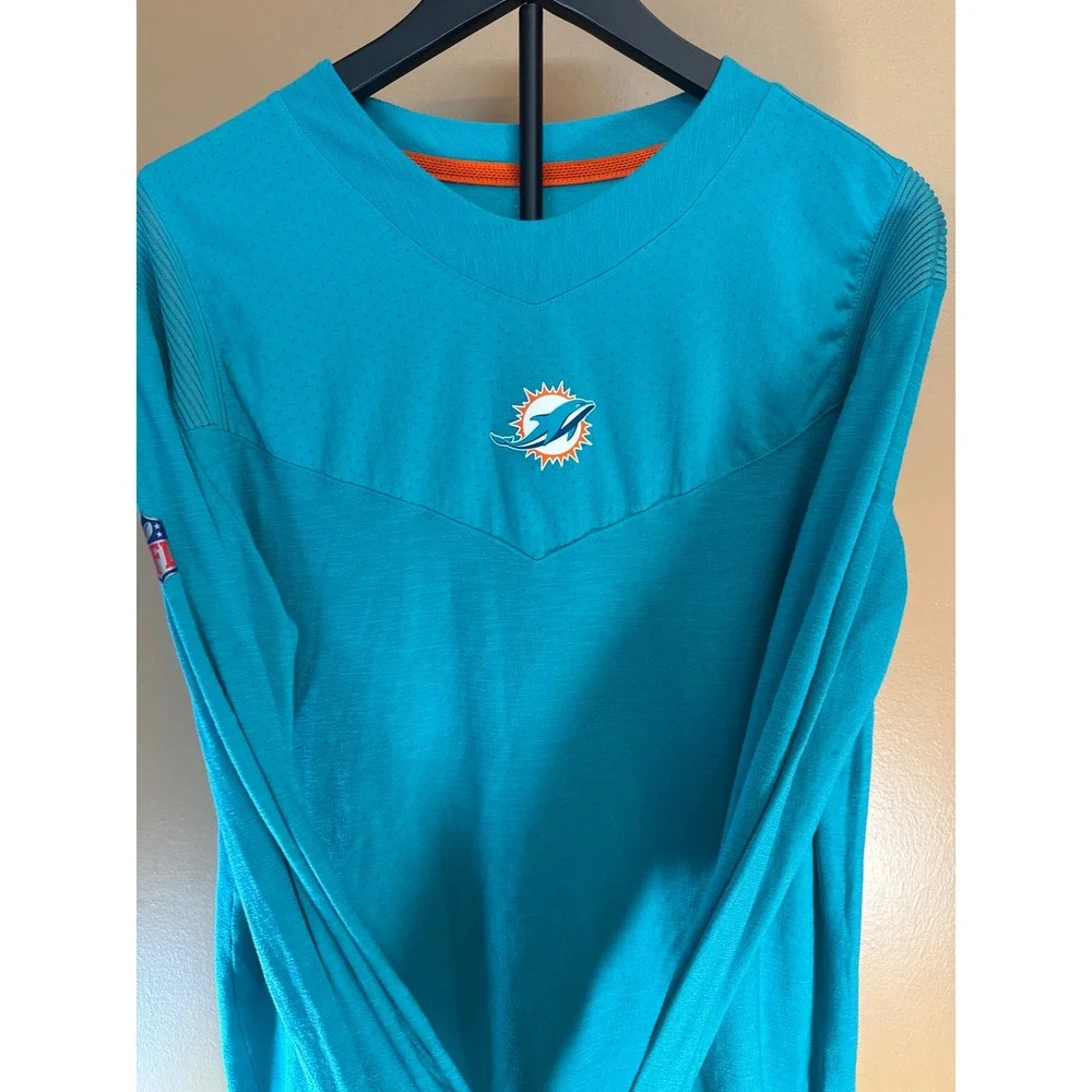 Nike Miami Dolphins On-Field Apparel Aqua Long Sleeve Shirt Mens Large NFL Teal